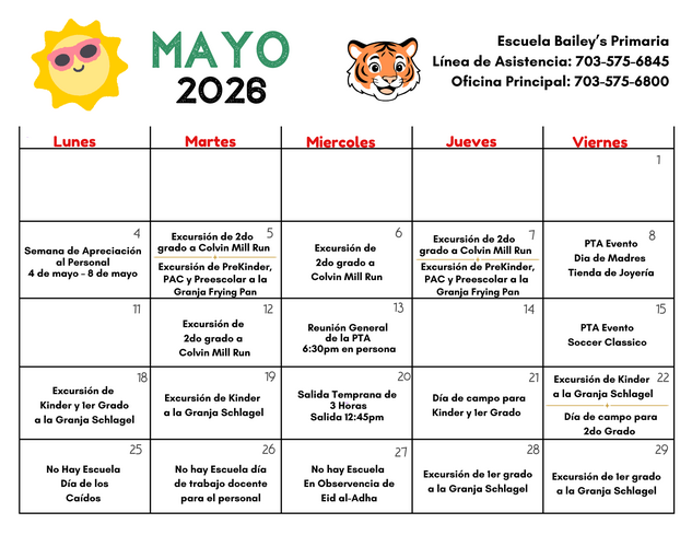Updated May Calendar