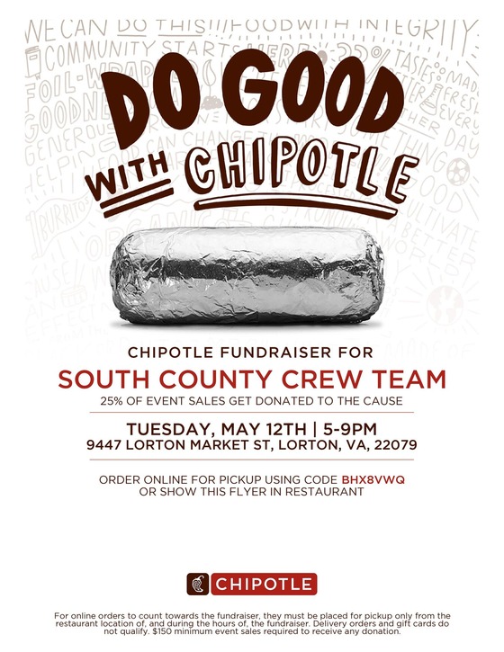 Chipotle Fundraiser Flyer for South County Crew Team