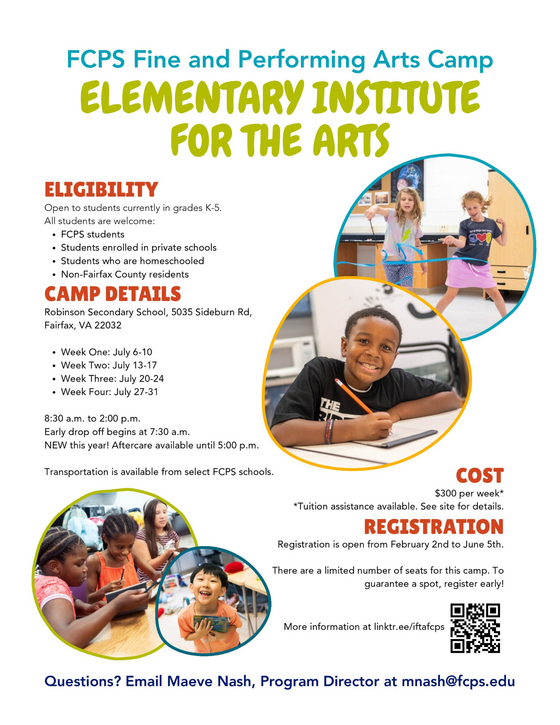 FCPS summer camps for fine arts