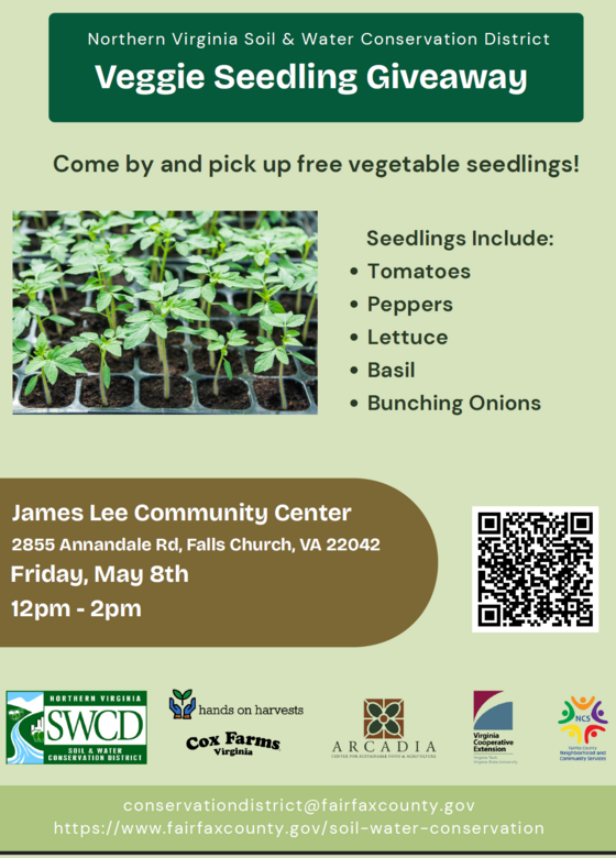 Flyer advertising seedling giveaway at James Lee Community Center