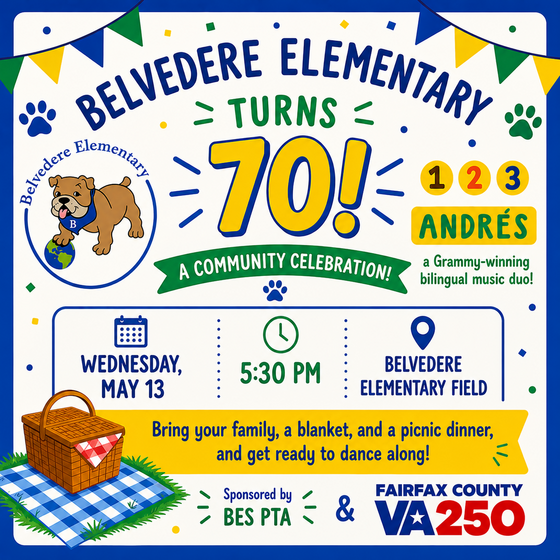 BES 70th Anniversary Event on Wednesday, May 13th at 5:30 PM with musical performance by 123 Andres.