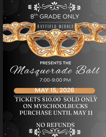 decorative image of the 8th grade dance flyer - full text below