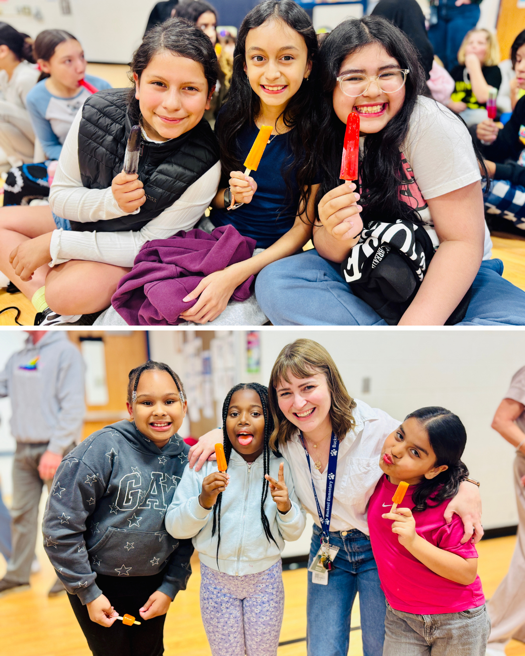 Students enjoying popsicles