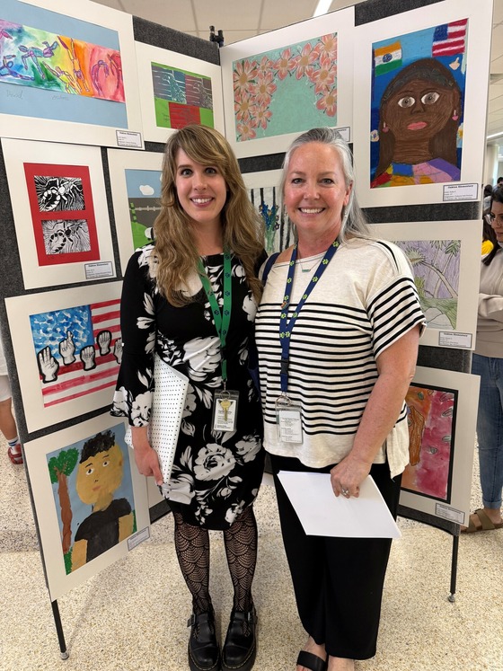 Mrs. Georgacopoulos and Mrs. Gleason at Art Show
