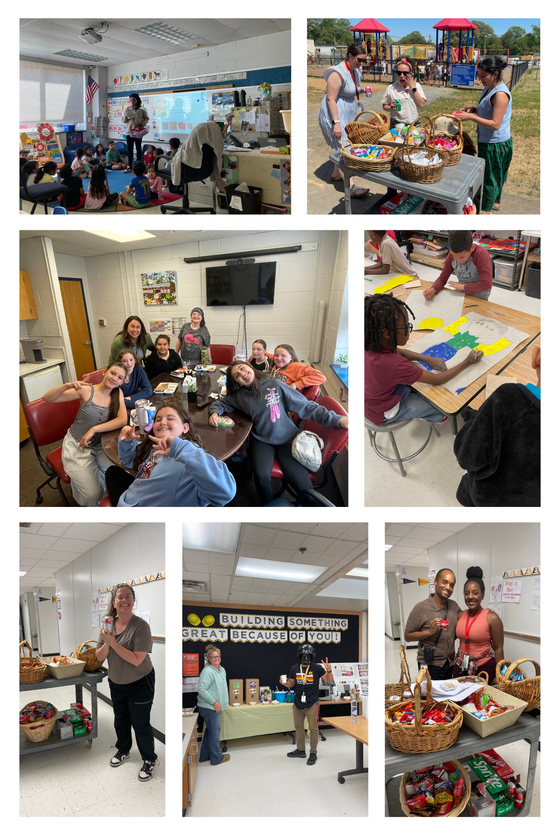 Collage of 6 photos of teachers and students.