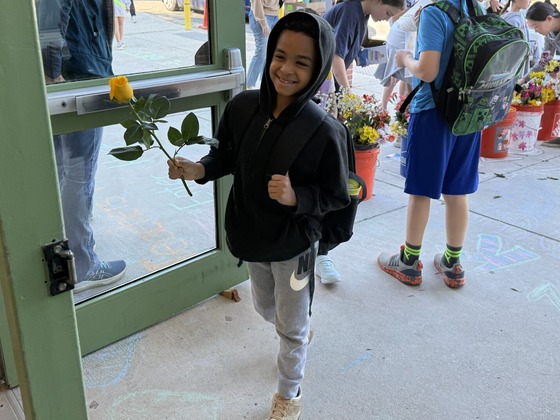 Student with Flowers