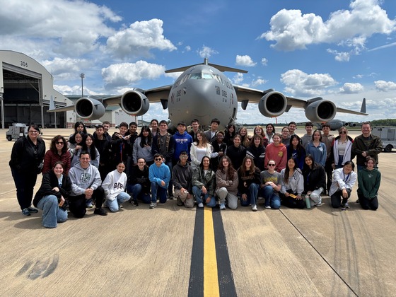 AFJROTC cadets with a C-17 aircraft