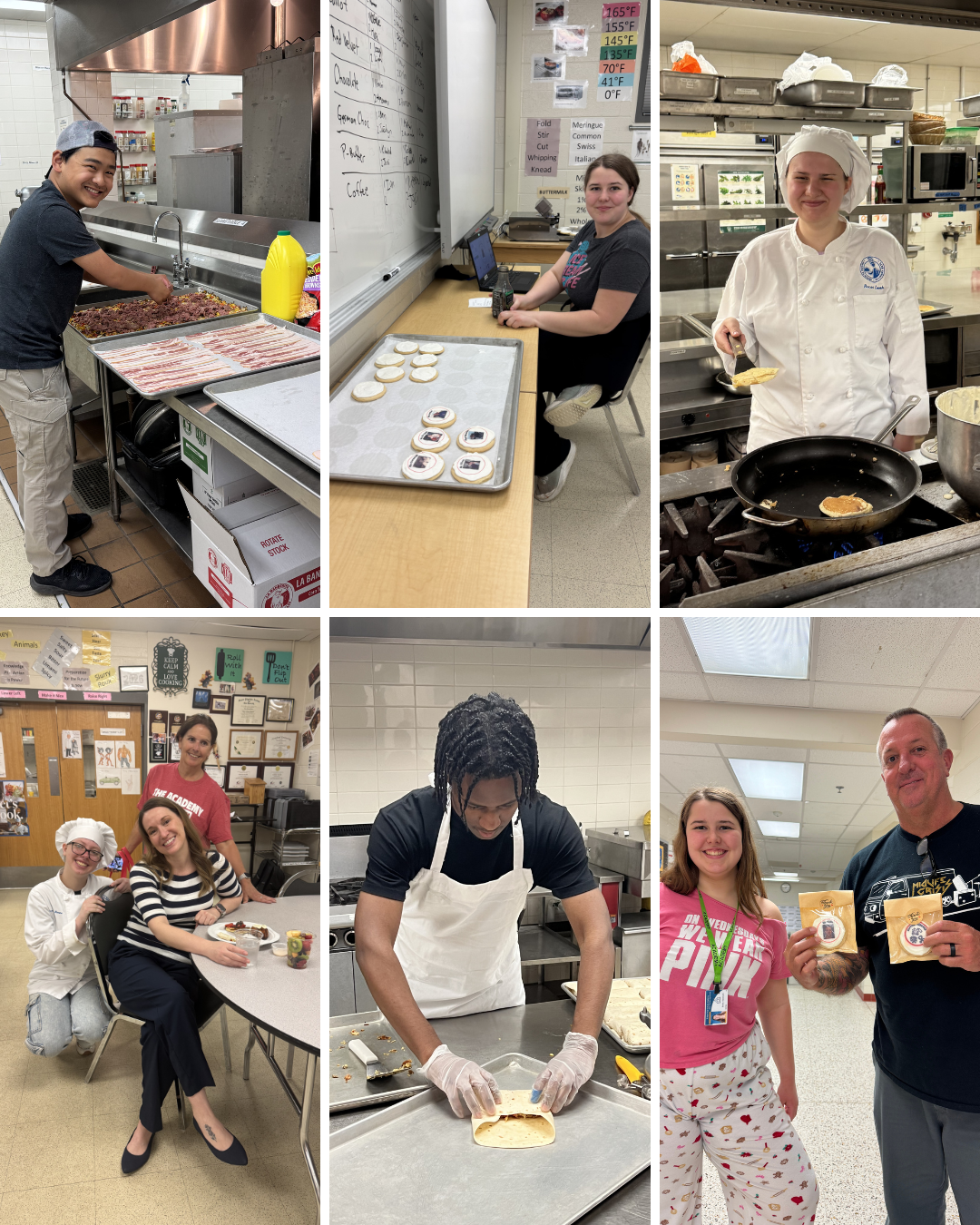 photo collage of students prepping items for teacher appreciation week