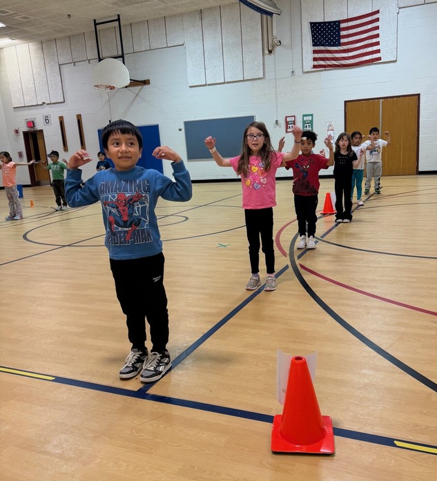 students during p.e. class