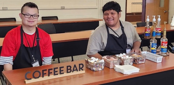 students at coffee bar