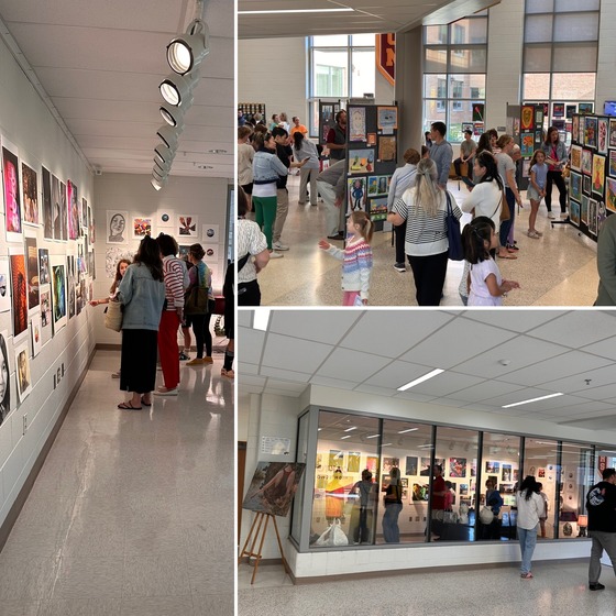 visitors taking in the artwork during the pyramid art show