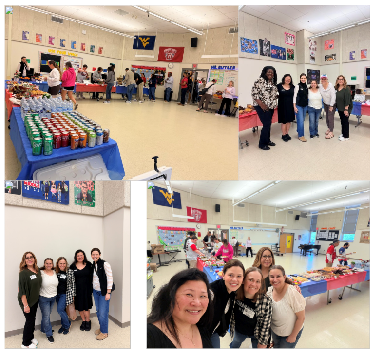 PTSA gathered in choir room to celebrate teacher appreciation week lunch