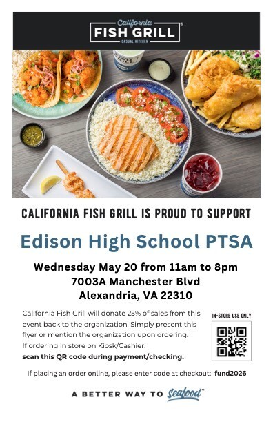 Flyer for California Fish Grill Restaurant 