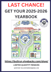 school logo and picture of cover of yearbook with different school related things