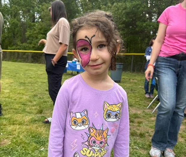 Student with face painted