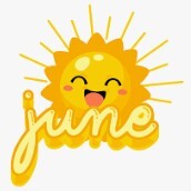 june clip art with yellow sun smiling
