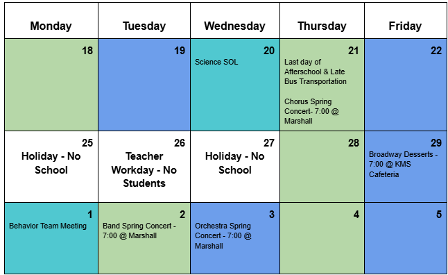 Calendar at a Glance