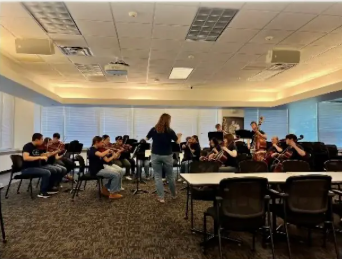 Orchestra playing music