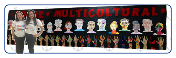 Multicultural Night Banner with Two Teachers smiling