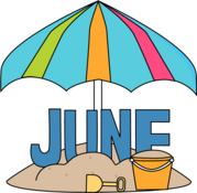 june clipart with beach and umbrella