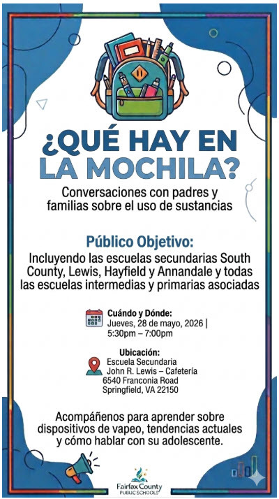 decorative image of spanish flyer for Backback event, full text below
