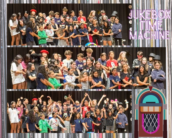 collage of pictures from chorus performance titled "Jukebox Time Machine" 