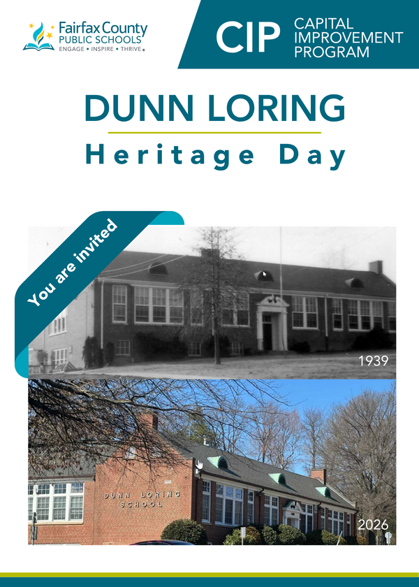 Before-and-after photos of the historic Dunn Loring building displayed for Heritage Day.