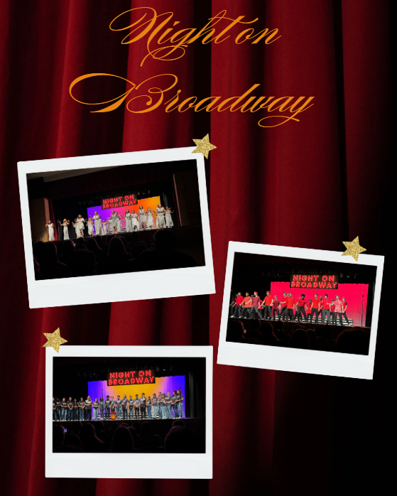 Students performing on stage for their spring musical