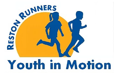 Shadow of a boy and girl running.  Text on image: Reston Runners Youth in Motion