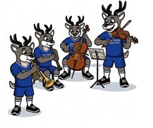 band and strings concert advertising deer playing instruments