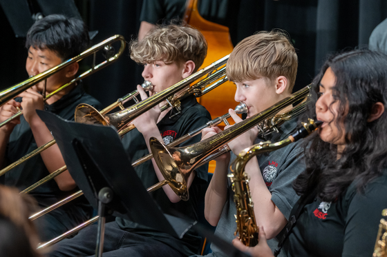 band students playing their instruments