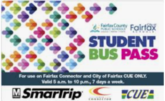 Student Bus Pass- image show colorful errors pointing to the right with text Student Bus Pass