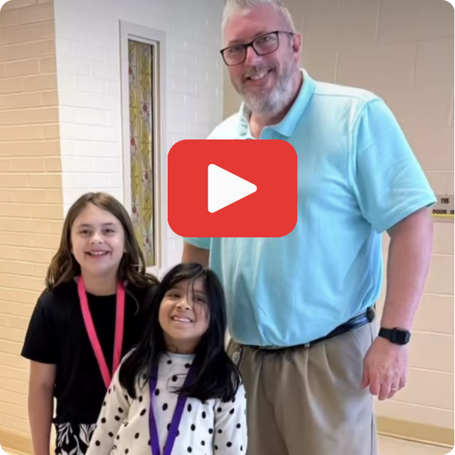 image with 2 girls and man with a youtube play symbol