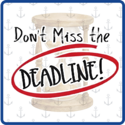 Don't miss the deadline! with an image of an hourglass