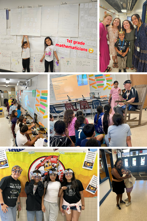 Collage of 6 photos  of students and teachers