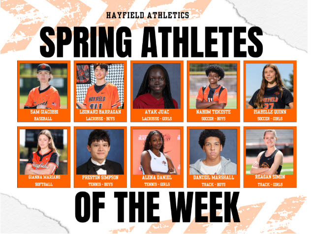 decorative image of athletes of the week, full text below