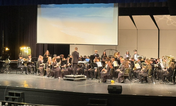 Student musicians on stage