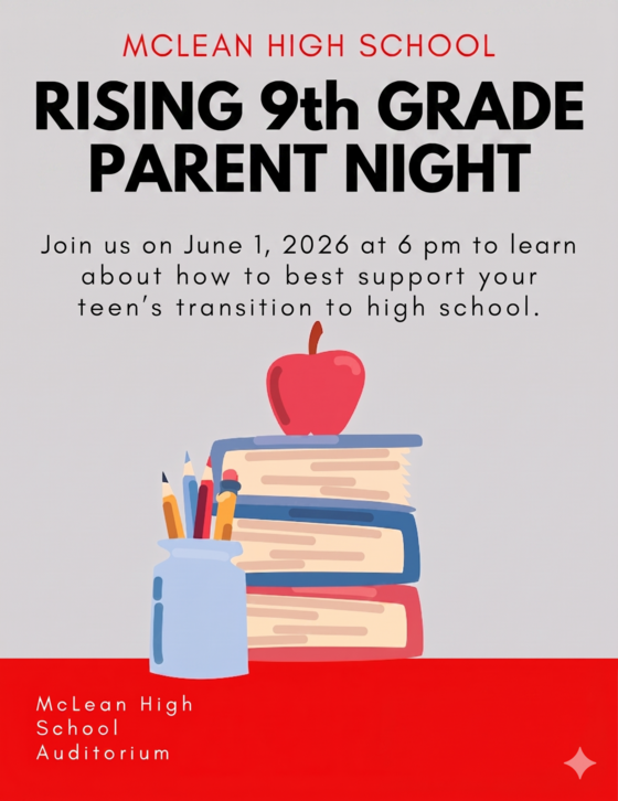 McLean High School Rising Ninth Grade Parent Night June 1 2026 