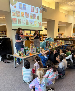Kings Park librarians talking to students