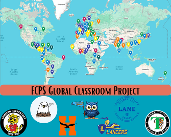 FCPS Global Classroom Project Map and School Logos