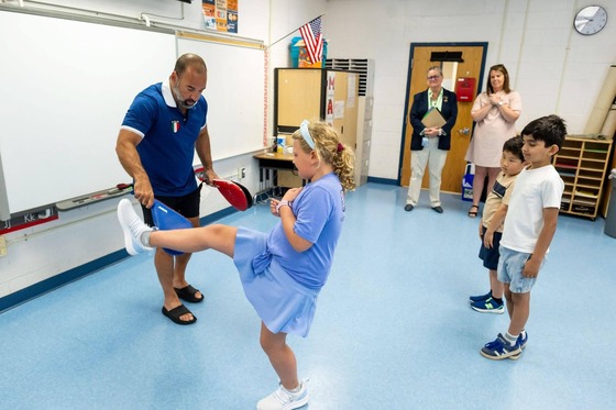 student doing tae kwon do