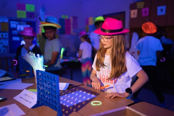 Westbriar Elementary Students make math fun by playing Glow Games.