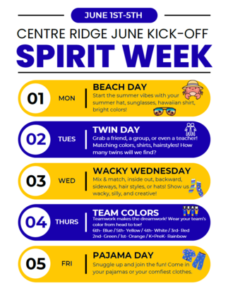 June Kickoff Spirit Week Flyer