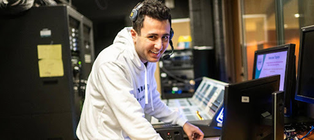 student in a control room 