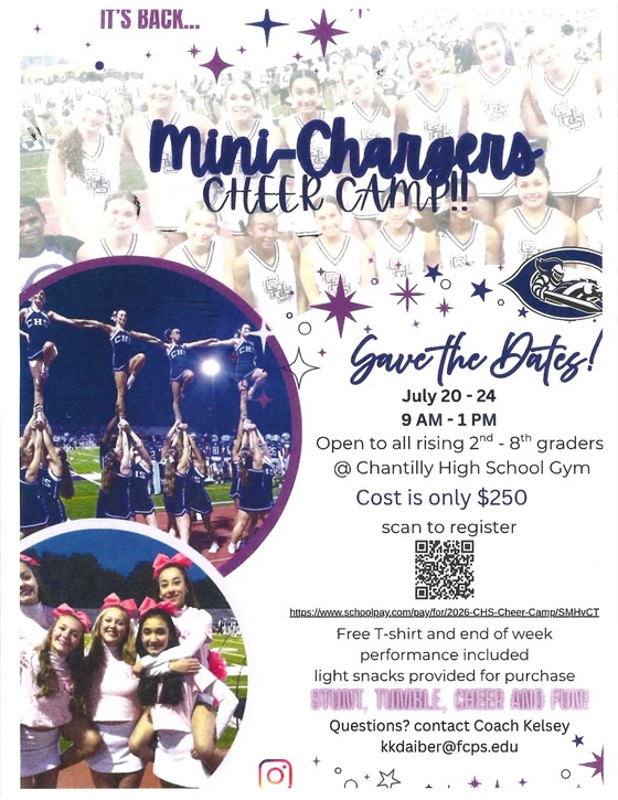 Chantilly mini cheer camp . Details in text