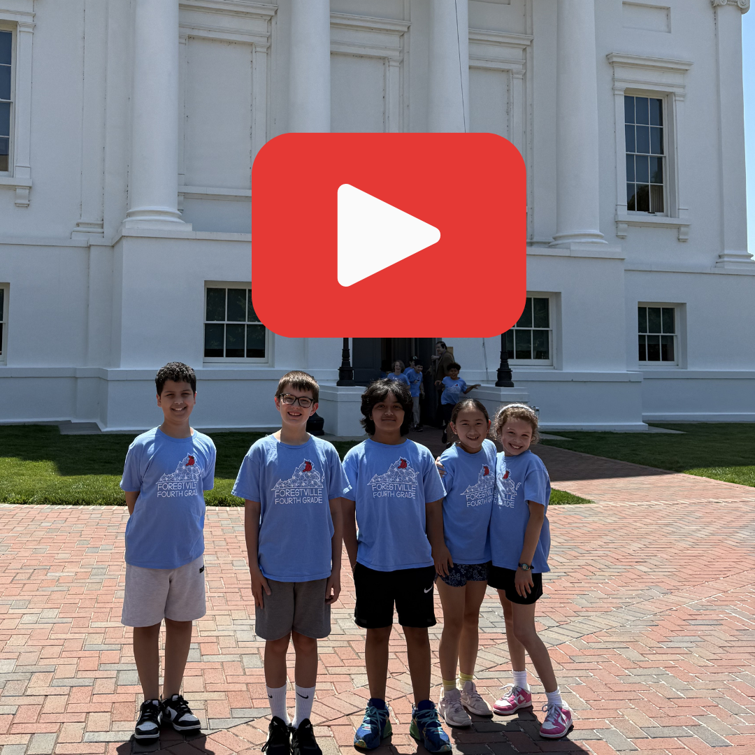 4th grade students standing in front of the Capitol Building in Richmond