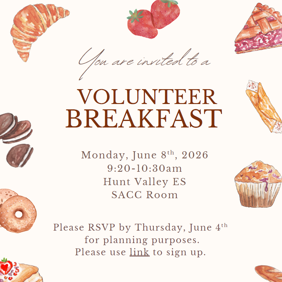 volunteer breakfast in the sacc room on june 8th from 9:20 to 10:30