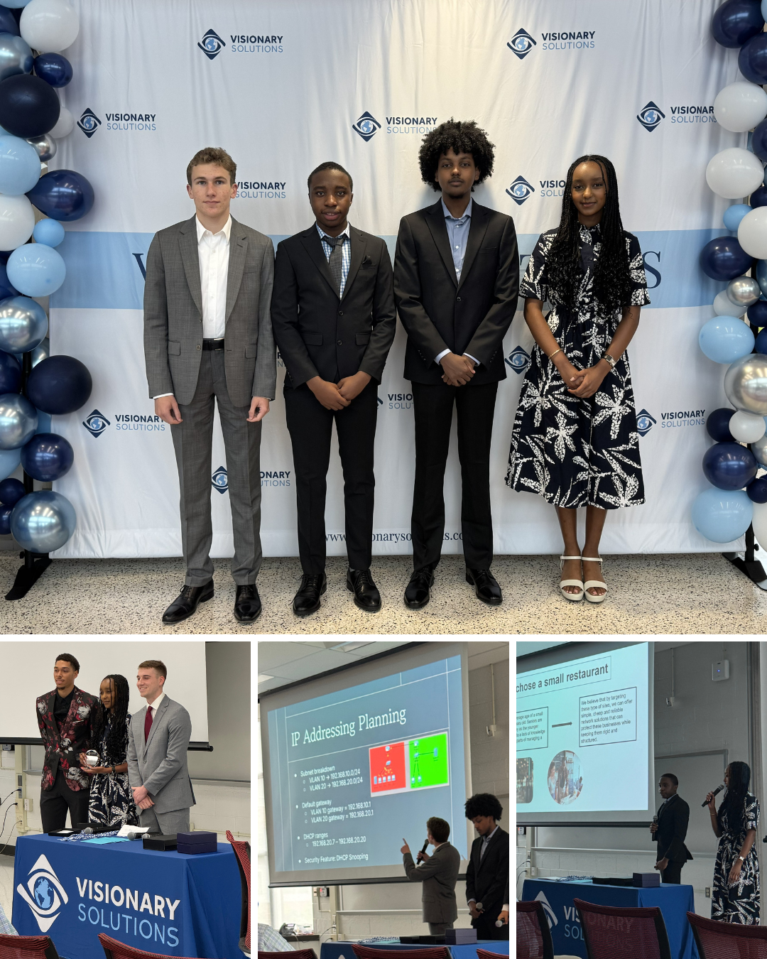 collage of students at reception event