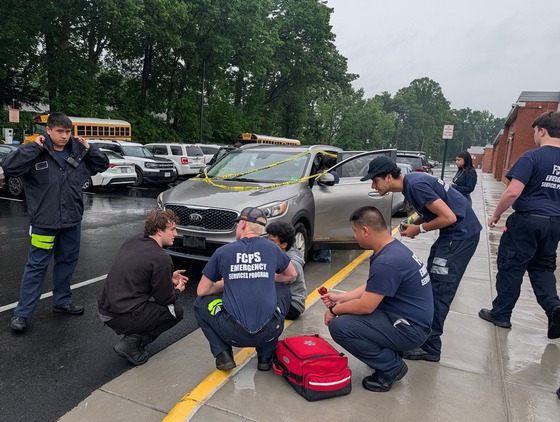 Students supporting a mass casualty drill