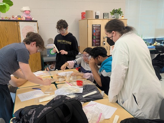 Biotech students testing mock crime evidence